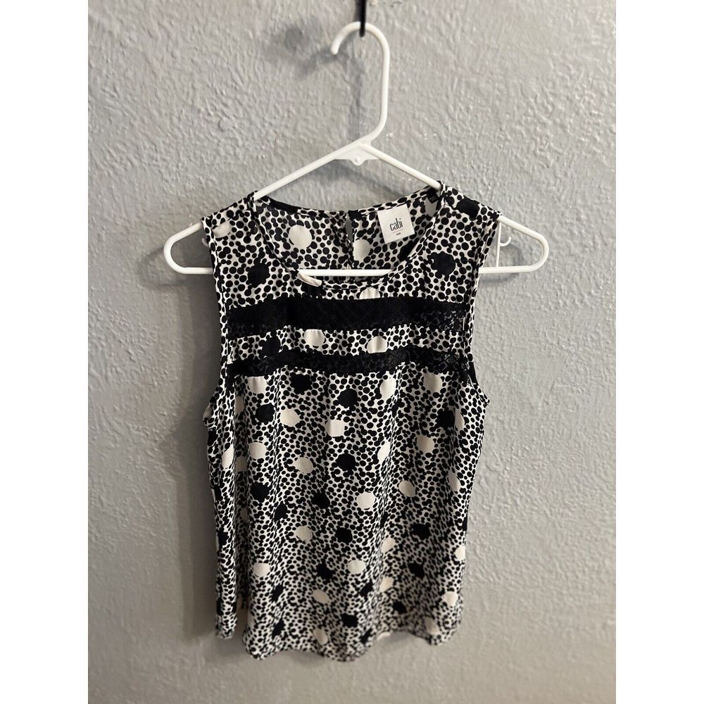 Cabi Womens Black & White Blouse Top Sleeveless Size Small‎ - Picture 4 of 7